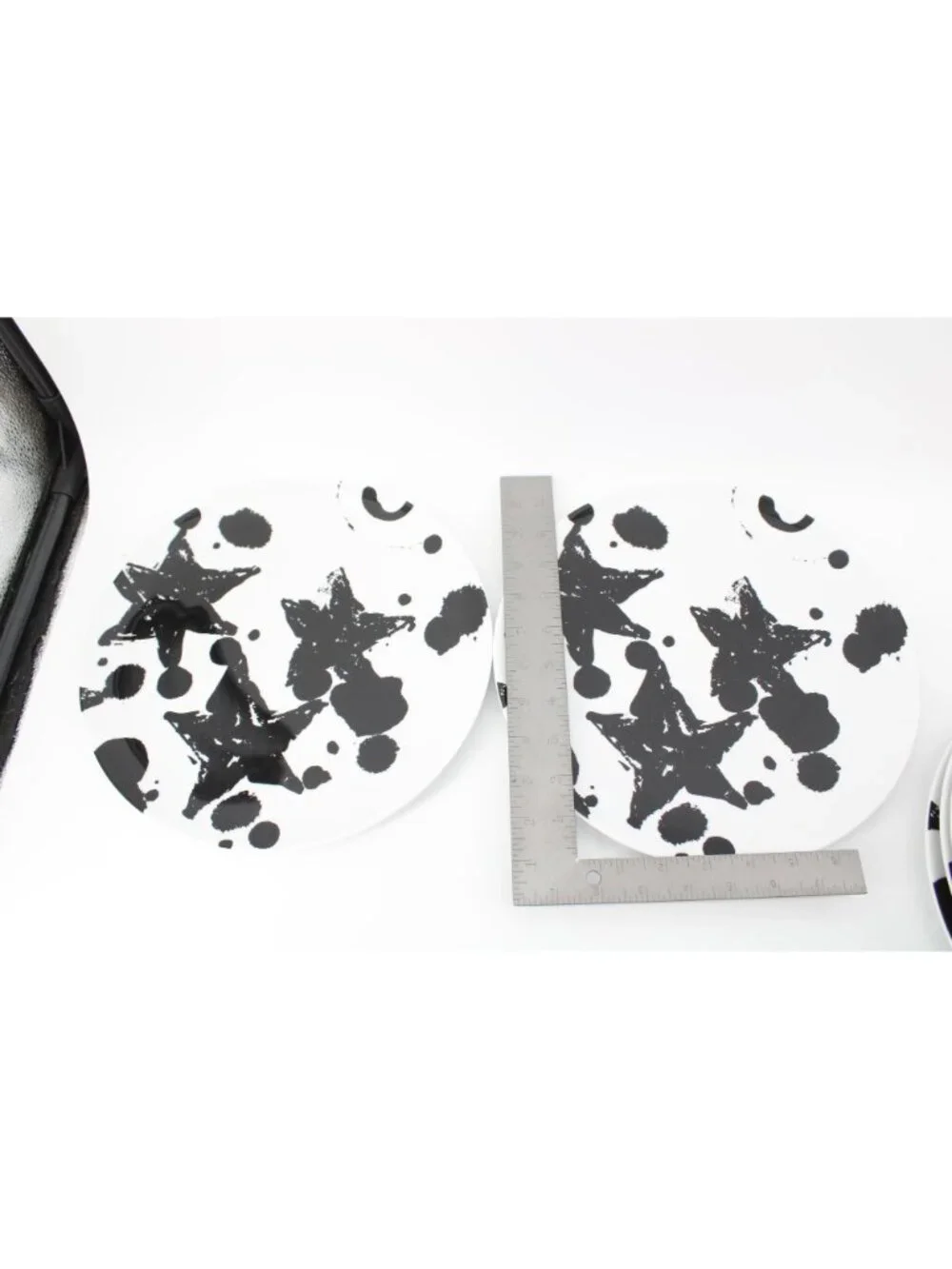2 Ikea Black White Stars Dots Limited Edition Dinner Plate 23102 94455